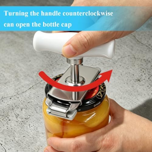 Jar Opener for Seniors with Arthritis & Weak Hands, Easy Twist Jar Openers, Adjustable Multifunctional Jar Lid Opener, Jar Bottle Cap Opener Gripper, Useful Gifts for Elderly/Women/Men (White)