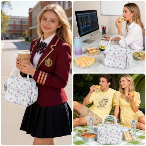 Lunch Bag Women Stylish Quilted Lunch Boxes for Adult Fit and Fresh Cooler Insulated Lunchbox for Work Cute Small 11 Liters Compact Lunchbag Waterproof