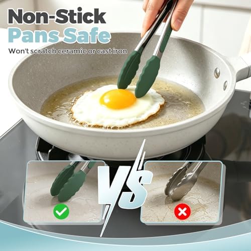 Small Cooking Tongs 7 inch Mini Serving Tongs with Silicone Tips