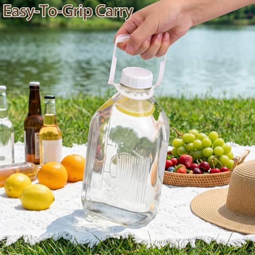 CUCUMI 2 Pack 64 Oz Glass Milk Bottle with Lid