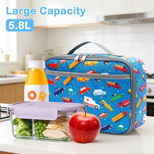 FlowFly Kids Lunch box Insulated Soft Bag Mini Cooler Back to School Thermal Meal Tote Kit for Girls, Boys, Car