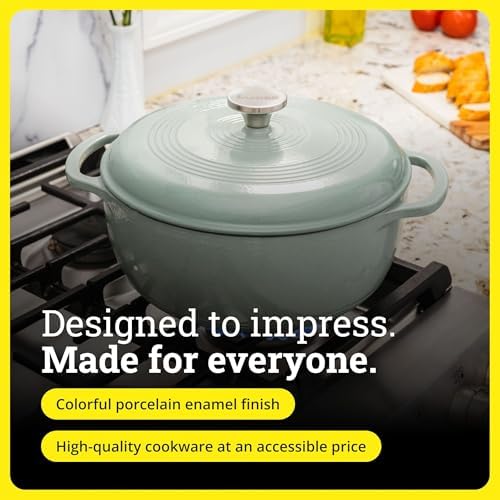 Lodge Essential Enamel Cast Iron Dutch Oven, 6 Quart, Desert Sage