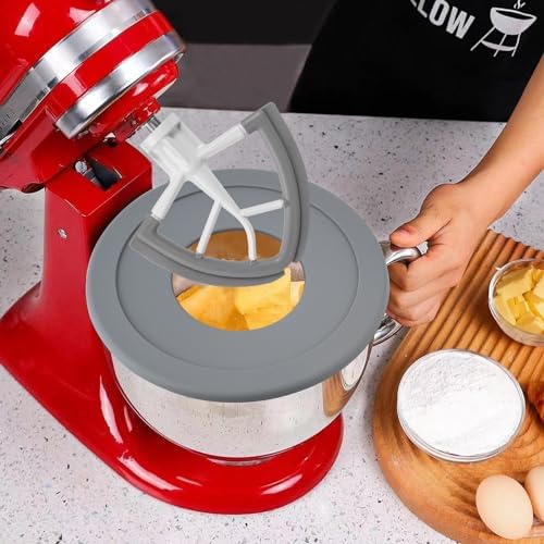 Stainless Steel Bowl Compatible with Kitchenaid Mixer 4.5/5QT,With Grey Lid,5 Quart Stainless Bowl for Kitchen Aid Mixing,With Green Lid
