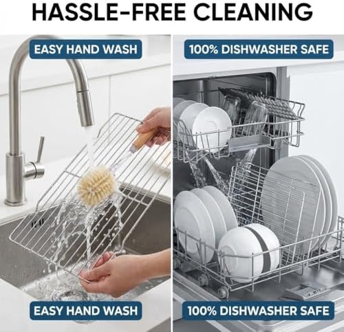 2-Pack Stainless Steel Cooling Racks for Baking and Roasting, Fits Quarter Sheet Pan, Oven Safe & Dishwasher Safe, Heavy Duty Baking Rack for Cookies, Meat, Cakes