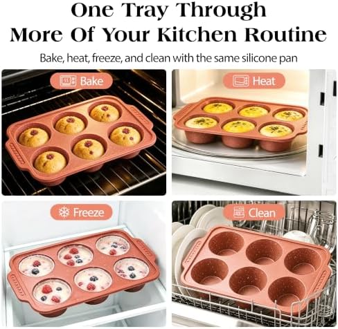 Silicone Muffin Pans for Baking with Metal Reinforced Frame