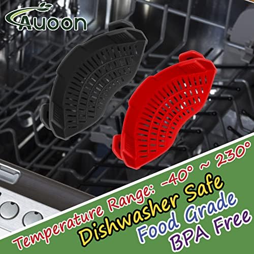 AUOON Clip On Strainer for Pots, 2Pack, Standard 8.86 x 3.55 in, BlackRed