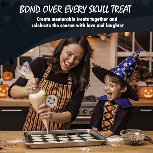 HKNMTT Skull Silicone Molds for Halloween Baking Pizza Cake Pan Small Spooky Head Tray Reusable Food Grade Nonstick Bakeware for Oven Safe Horror Treats 6 Cavity Skeleton Mould