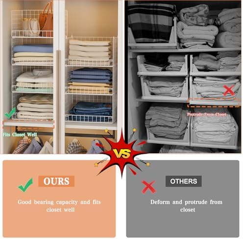 Yociyoga 7-Tier Stackable Closet Organizers and Storage Shelves, Foldable Closet Shelf Organizer System, Stackable Storage Bins Drawers for Closet Organizer System, White(Patent No. 30022416)