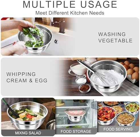 HaWare Mixing Bowls with Clear Airtight Lids, Stainless Steel Nesting Bowls