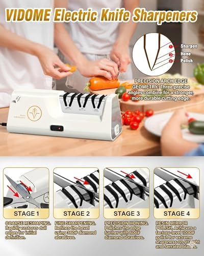 Professional Electric Knife Sharpener with Extendable Sharpening Rod