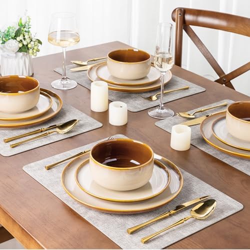 LERATIO Ceramic Dinner Plates Set of 6,10.5 Inch Reactive Glaze Plate Sets