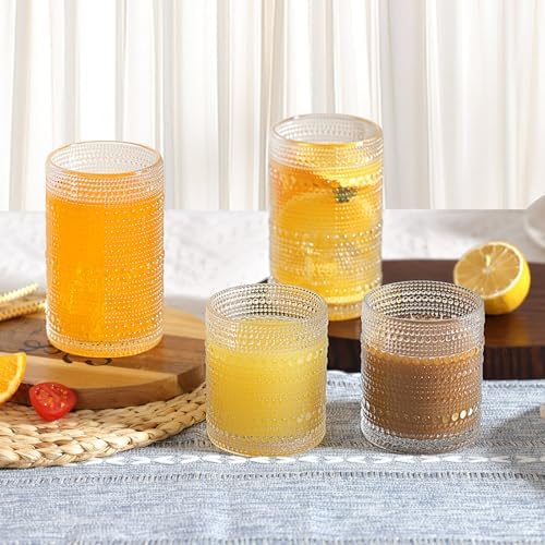Moretoes Vintage Hobnail Drinking Glasses Set of 12