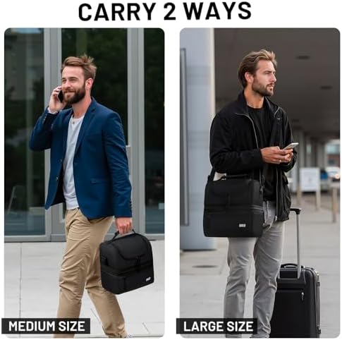 MIER Adult Lunch Box Insulated Lunch Bag Large Cooler Tote Bag for Men, Women, Double Deck Cooler(Black Large)