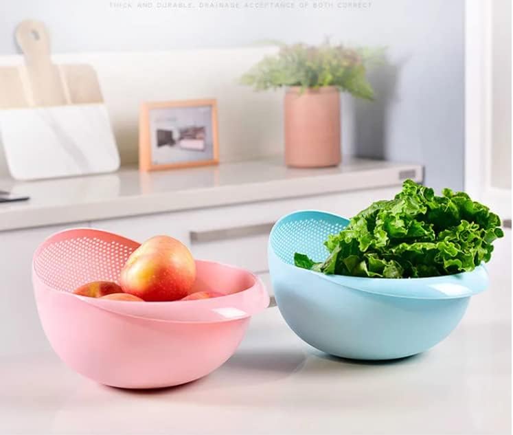 Generic Kitchen Colander Bowl Combo Strainer for Rice, Pasta, Vegetables, Fruits (Pink)