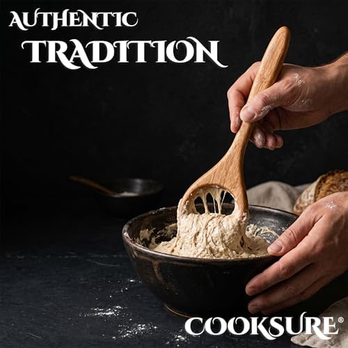 Danish Dough Whisk for Sourdough Bread – 13 Inch Bread Whisk with Wooden Handle – Smoothly Sturdy for Heavy Dough Baking, Swedish Dough Whisk Tool