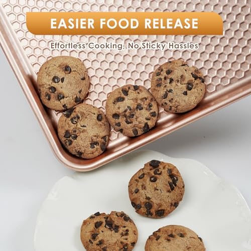 Baking Sheet Pan Set of 3, Nonstick Carbon Steel Cookie Sheets with Texture
