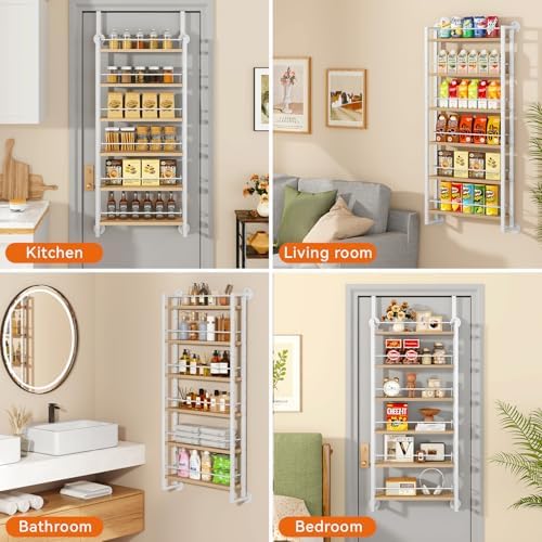 IBUYKE Over the Door Spice Organizer,Door or Wall Mount,Natural TLJ028R