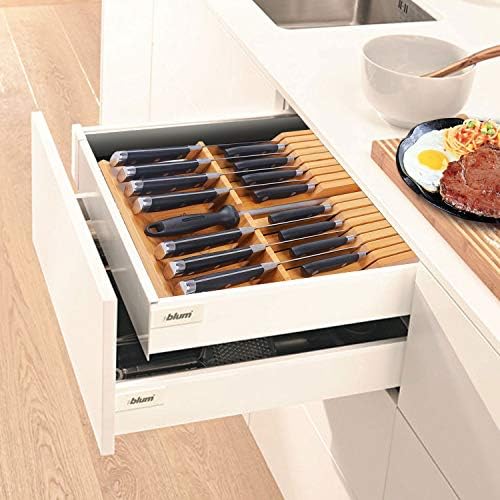 Utoplike In-drawer Knife Block Bamboo Kitchen Knives Drawer Organizer Large