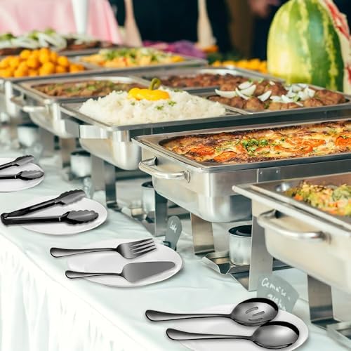 Serving Utensils, XEVOM 6-Piece Stainless Steel Serving Utensil Set Black