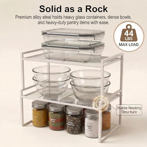 Stackable Kitchen Cabinet Organizer Shelves Pantry Rack Set of 2