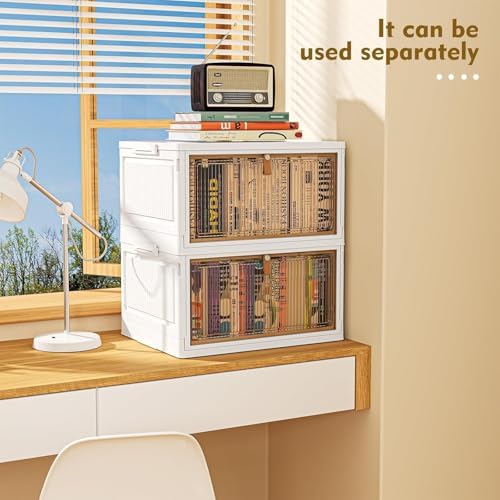 YFXCVSL 4 Tier Plastic Storage Bins with Lid 32QT, Stackable Storage Bins