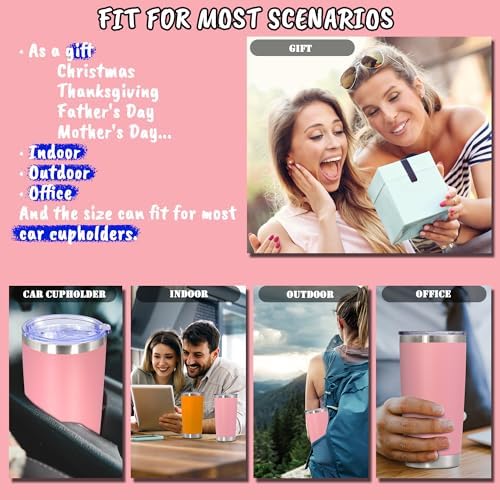 20 oz Tumbler Insulated Tumblers Stainless Steel Coffee Mug,Pink 6PCS