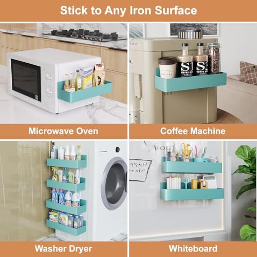 Mystozer Magnetic Spice Rack for Refrigerator Blue, 4 Pack