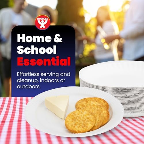 Hygloss Paper Plates 6-Inch, 1,000 Count, White, Uncoated, Microwave Safe