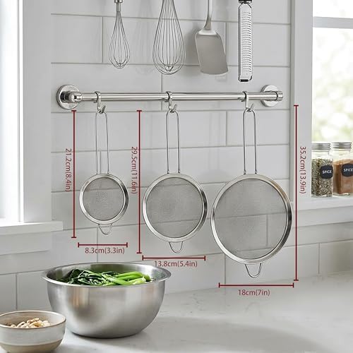 3 PCS Fine Mesh Strainer, Metal Wire Sieve with Handlle for Kitchen Sifting