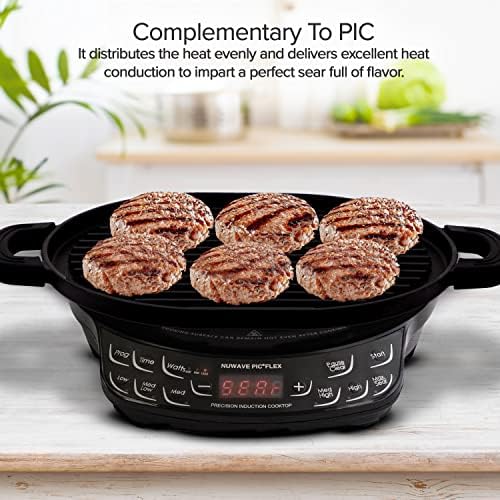 Nuwave Cast Iron Grill Pan, 12.4" x 10.2", Pre-Seasoned, Induction-Ready