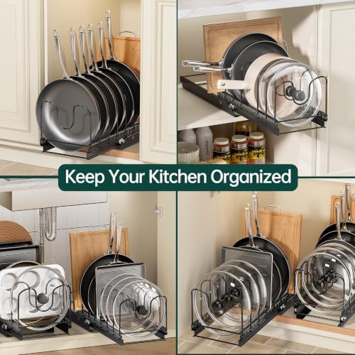 PanPanPal Pull Out Pots and Pans Organizer Under Cabinet, 1 Pack 8 Dividers
