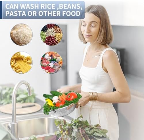 Gulex Colander Stainless Steel 3-Quart with Base, Strainer for Kitchen Food
