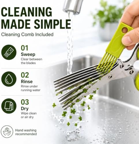 5 Blade Kitchen Herb Scissors, Vegetable Shears with Cleaning Comb