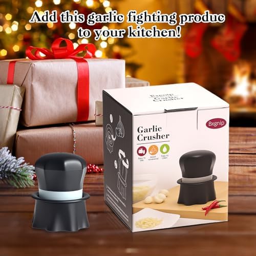 Garlic Crusher, Garlic Press Also for Ginger, Nuts, Chili, Herbs, Twist Mincer Easy Squeeze Manual Press Peeler with Peeler And Scraper, Easy to Clean