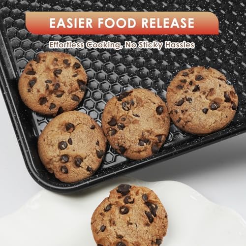 Baking Sheet Pan Set of 3, Nonstick Carbon Steel Cookie Sheets with Texture