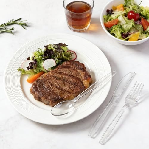 550 Count Plastic Silverware Heavy Duty, 200 Forks, 200 Spoons, 150 Knives