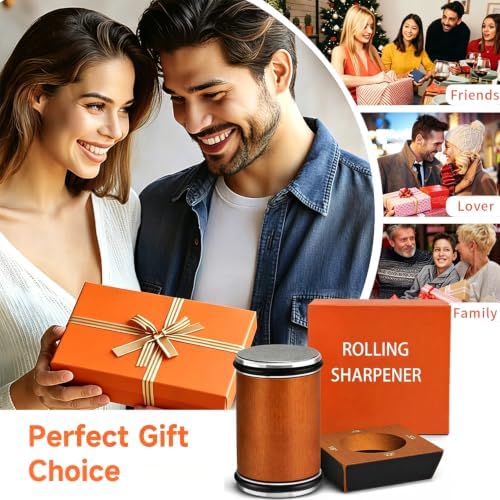 Rolling Knife Sharpener for Ultra Razor Sharp Edges Knife Sharpening Kit, Rolling Knife Sharpener Kit with Diamond and Stainless Steel Disc for Sharpening and Honing, 15°/18°/20°/22°
