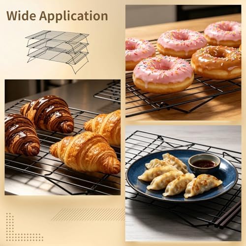 4 Pcs Cooling Racks for Baking and Stackable Collapsible