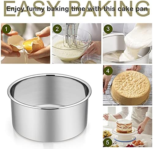 P&P CHEF 6 Inch Cake Pans Set, 1Pc Stainless Steel Round Baking Pan