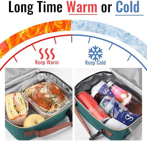 Genteen Lunch Box for Kids, Boys - Insulated Small LunchBox Reusable, Zip Closure & Buckle Handle, Portable Cooler for Work, School, Travel (Lake Green)