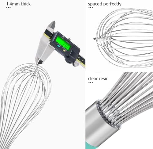 U-Taste Wire Whisk for Cooking, 18/10 Stainless Steel Wisk, L/Aqua Sky