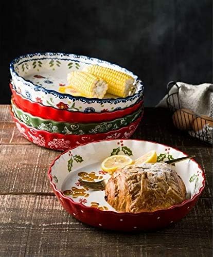 Ceramic Pie Pan Pie Dish for Oven 10 Inch Pie Plate Round Bakeware (Butterfly)