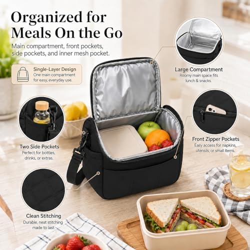 Lunch Bag for Women Small Insulated Lunch Box Quilted Puffer Lunch Tote