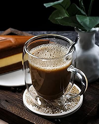 LIBWYS 12oz Double Walled Coffee Cups Glasses Mugs, Borosilicate Glass 2Pcs