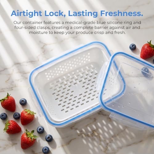 Stackable Produce Storage with Colander for Fridge Meal Prep