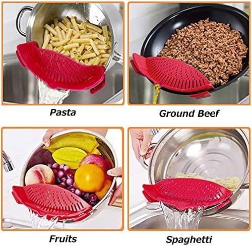 YEVIOR Clip on Strainer for Pots Pan Pasta,Silicone Food Pan Strainer