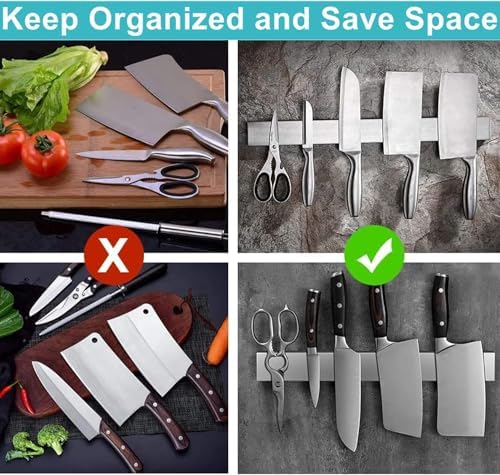 Magnetic Knife Holder for Wall 18 Inch Knife Magnetic Strip Refrigerator Knife Magnet Bar Wall Mount Knife Rack for RV Kitchen Utensil Holder Metal Tool Holder Knife Block for Kitchen Organization