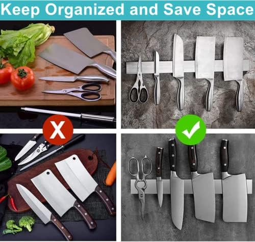 Knife Magnetic Strip, Magnetic Knife Holder for Wall Mount Fridge Refrigerator Knife Magnet Bar Knife Rack RV Kitchen Utensil Holder Metal Kitchen Tool Holder Knife Block RV Accessories 14 Inch