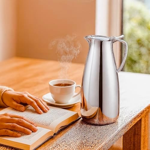 Premium Stainless Steel Thermal Pitcher with Gravity Lid, 1L