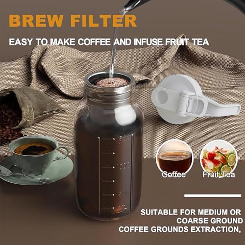 JunVpic Cold Brew Coffee Maker, 64 oz Glass Mason Jar Pitcher